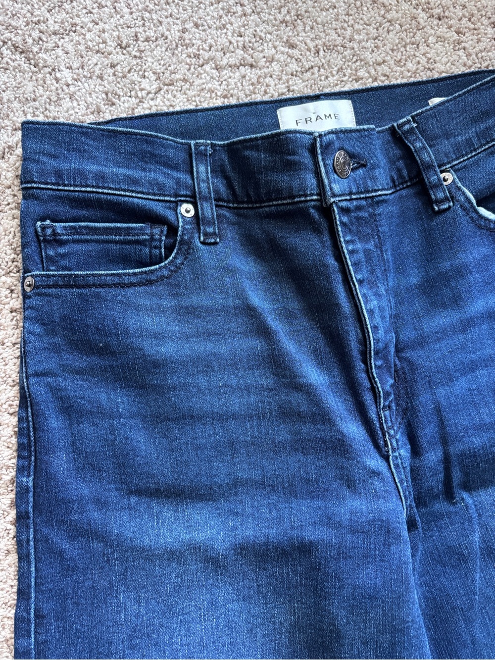 FRAME Le Slim Palazzo-Trick Wide Leg High Rise Designer Dark Wash Jeans Size 29 - Picture 9 of 14